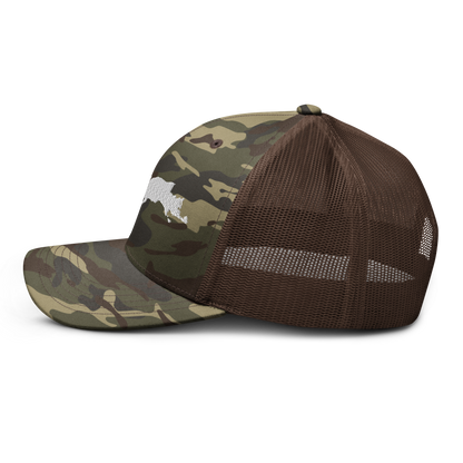 Michigan Upper Peninsula Camo Trucker Hat (w/ UP Outline)