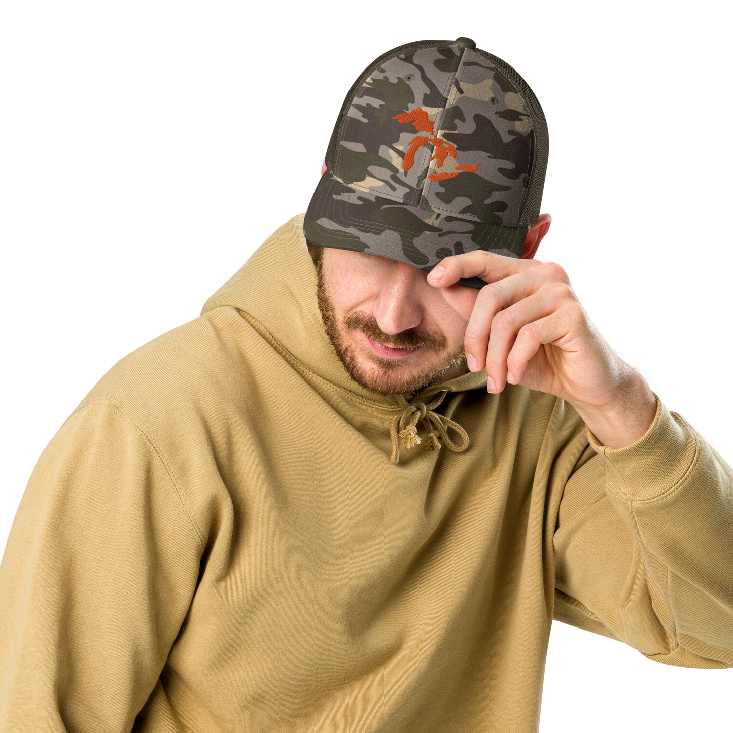 Great Lakes Camo Trucker Hat (Orange)