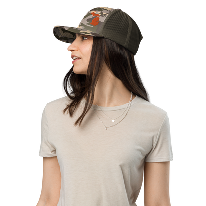 Michigan Camo Trucker Hat | Orange Outline