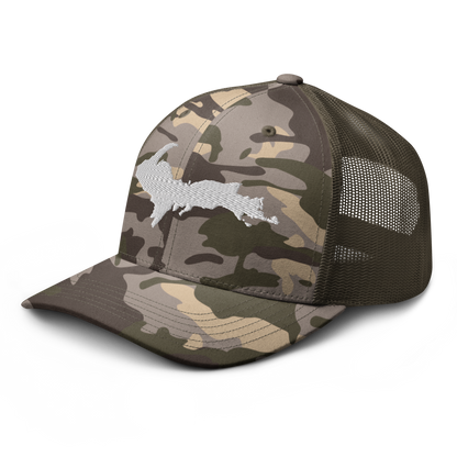 Michigan Upper Peninsula Camo Trucker Hat (w/ UP Outline)