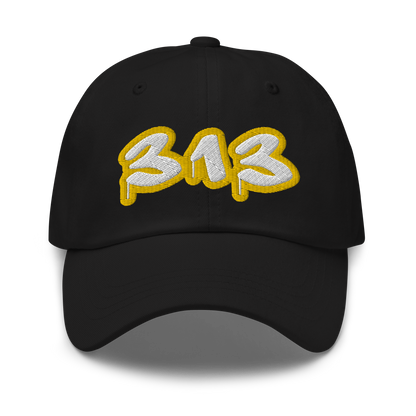 Detroit '313' Dad Hat (Tag Font w/ Gold Stroke)