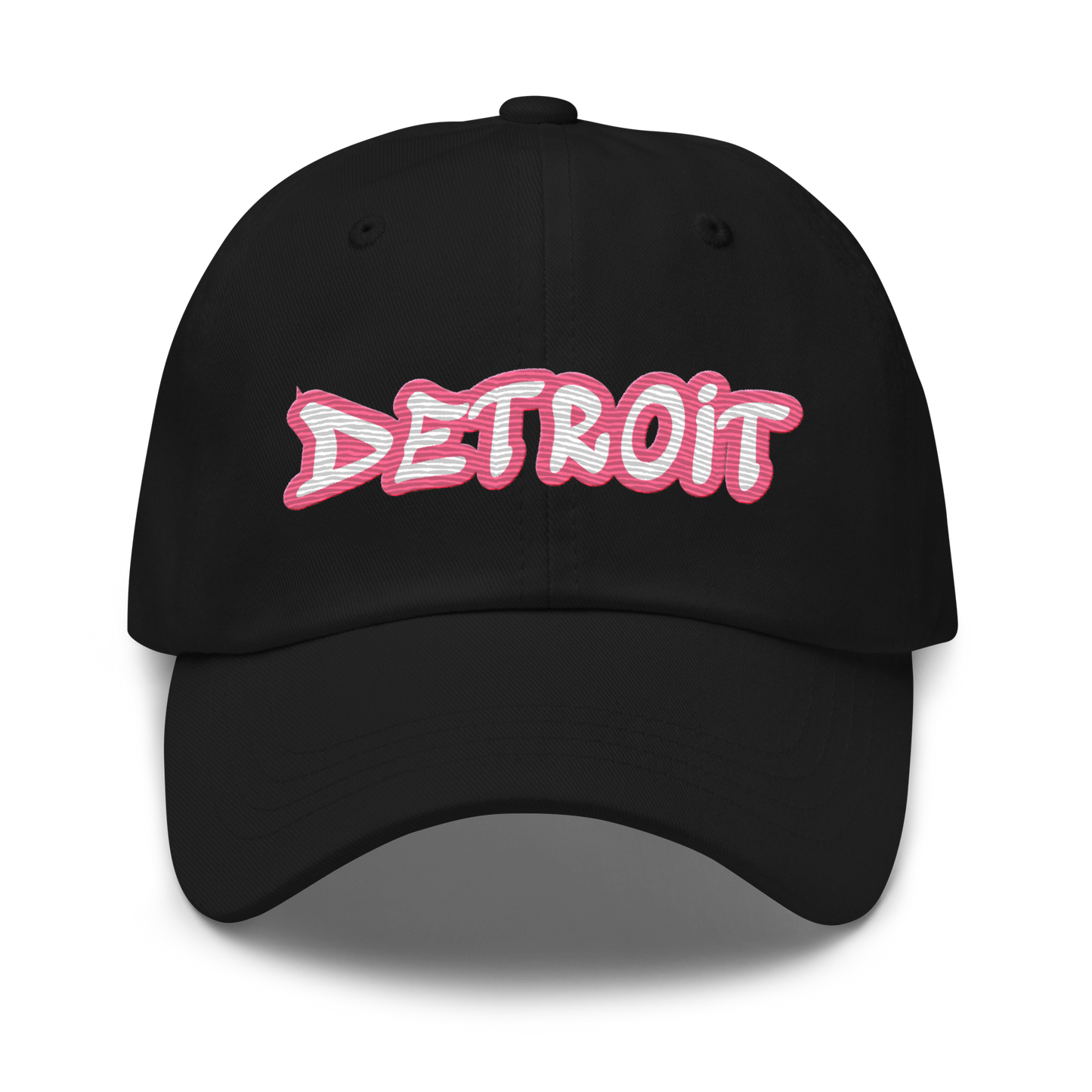 'Detroit' Dad Hat (Rhodochrosite Pink Tag Font)