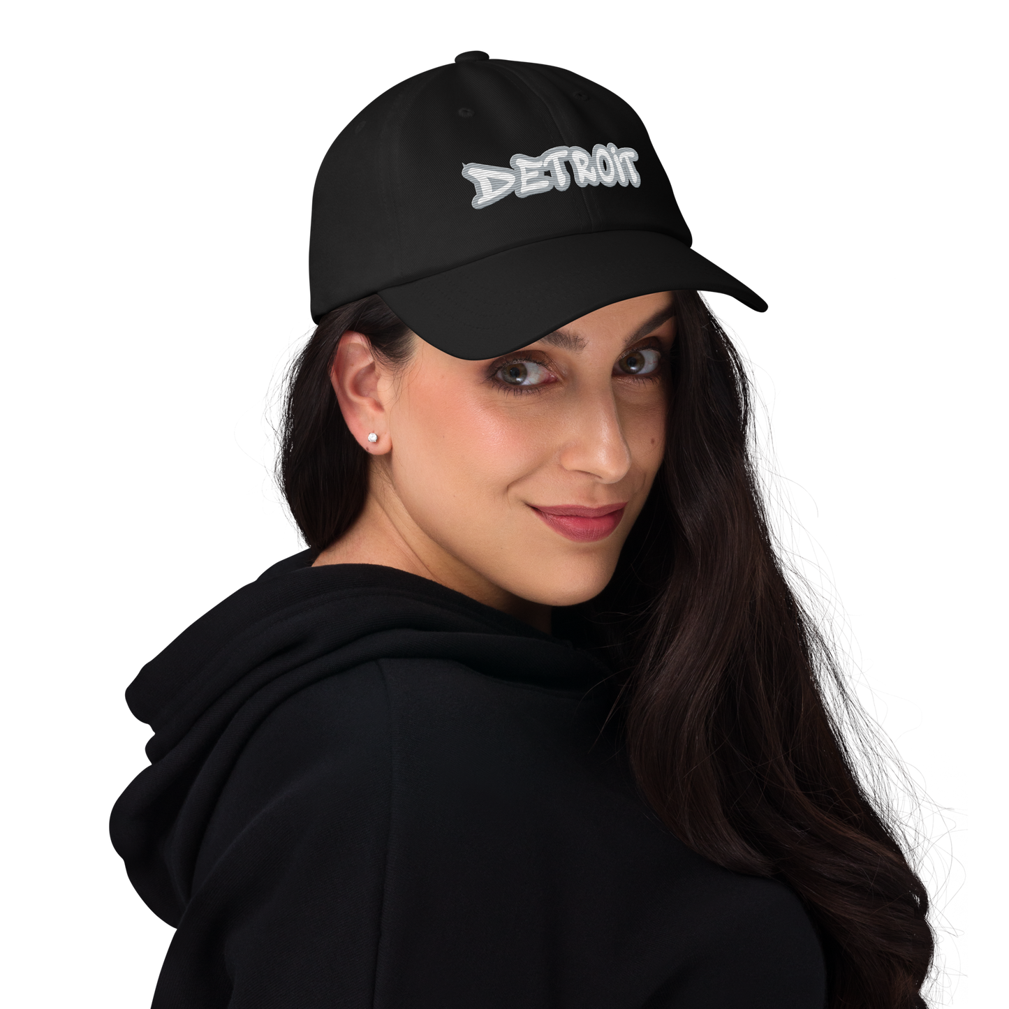 'Detroit' Dad Hat (Silver Tag Font)