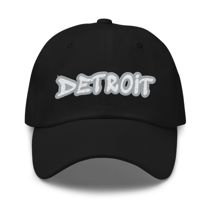 'Detroit' Dad Hat (Silver Tag Font)