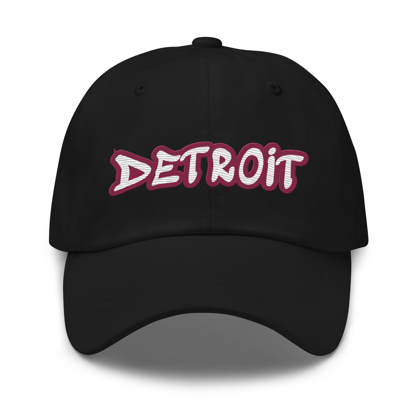 'Detroit' Dad Hat (Ruby Red Tag Font)