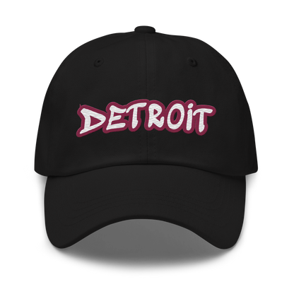 'Detroit' Dad Hat (Ruby Red Tag Font)