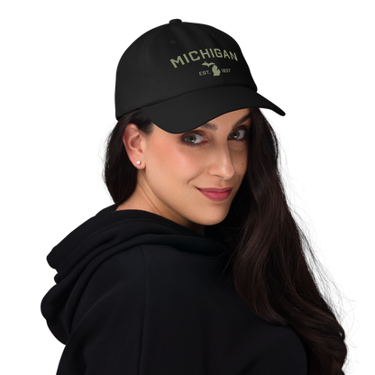 'Michigan EST 1837' Dad Hat (Athletic Font) | Beachgrass Green