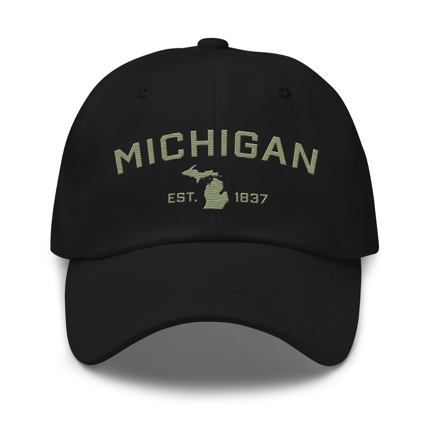 'Michigan EST 1837' Dad Hat (Athletic Font) | Beachgrass Green