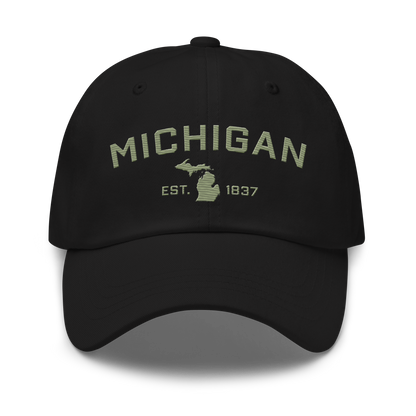 'Michigan EST 1837' Dad Hat (Athletic Font) | Beachgrass Green