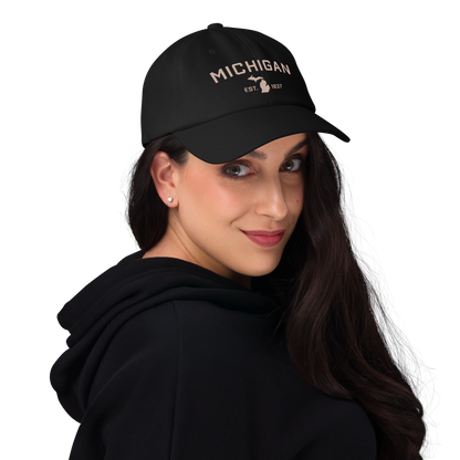 'Michigan EST 1837' Dad Hat (Athletic Font) | Rose Gold