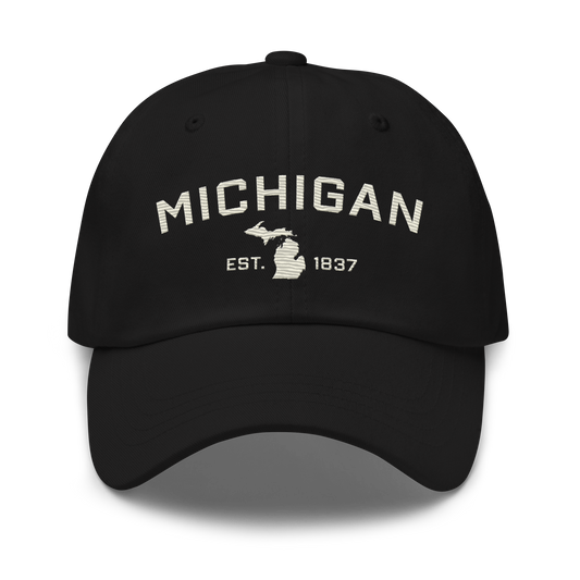 'Michigan EST 1837' Dad Hat (Athletic Font) | Ivory White