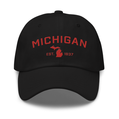 'Michigan EST 1837' Dad Hat (Athletic Font) | Aliform Red