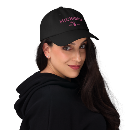 'Michigan EST 1837' Dad Hat (Athletic Font) | Apple Blossom Pink