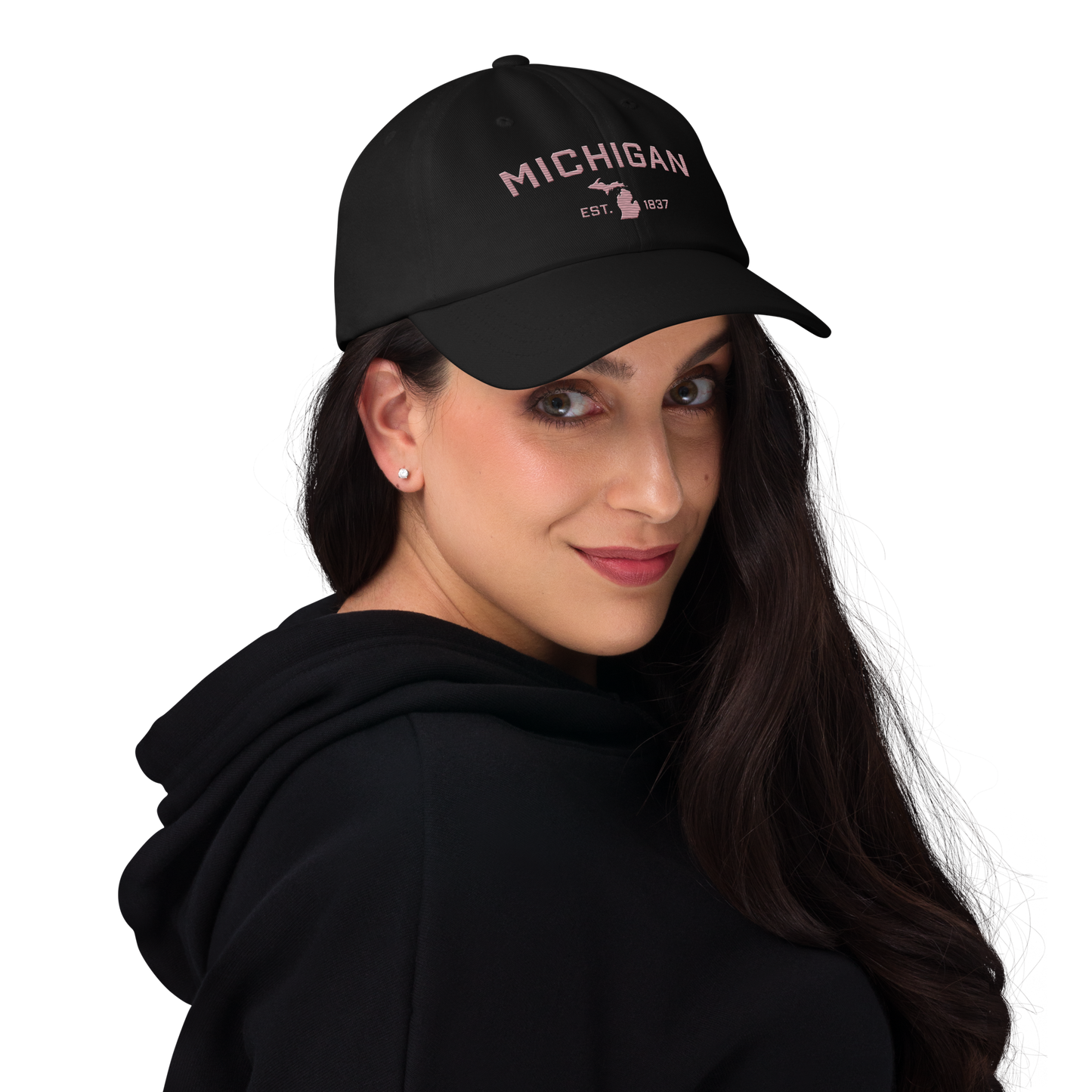 'Michigan EST 1837' Dad Hat (Athletic Font) | Cherry Blossom Pink