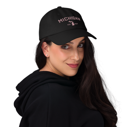 'Michigan EST 1837' Dad Hat (Athletic Font) | Cherry Blossom Pink