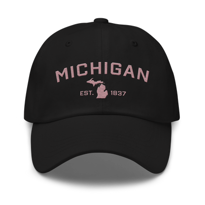 'Michigan EST 1837' Dad Hat (Athletic Font) | Cherry Blossom Pink