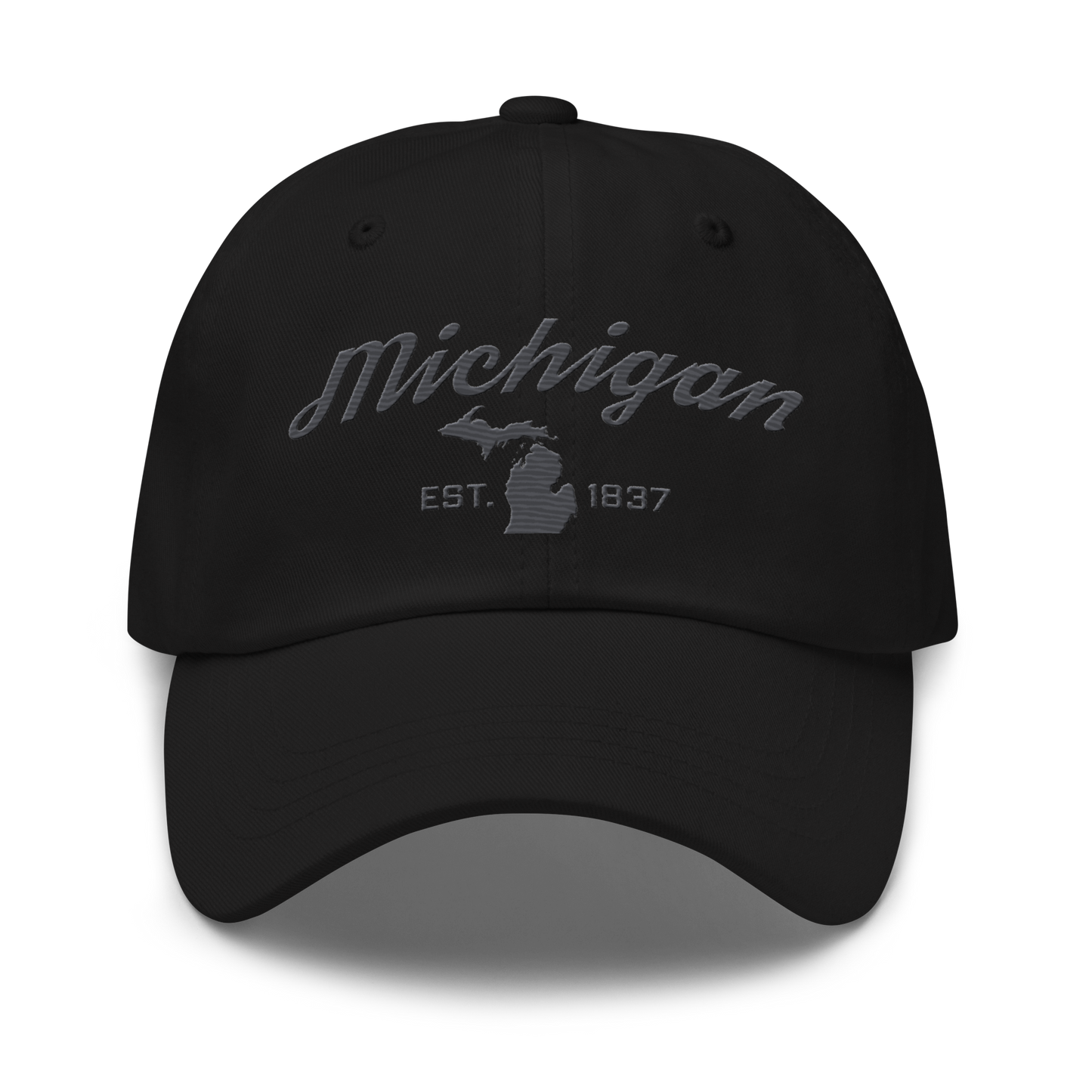 'Michigan EST 1837' Dad Hat (Script Font) | Iron Ore Grey