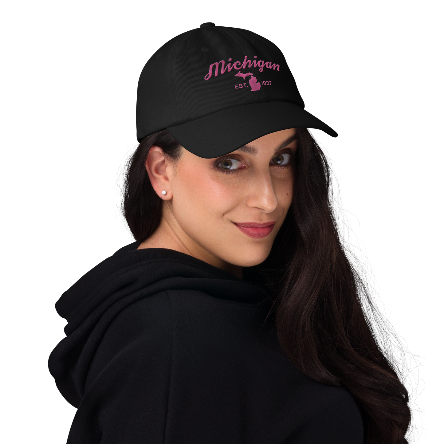 'Michigan EST 1837' Dad Hat (Script Font) | Apple Blossom Pink