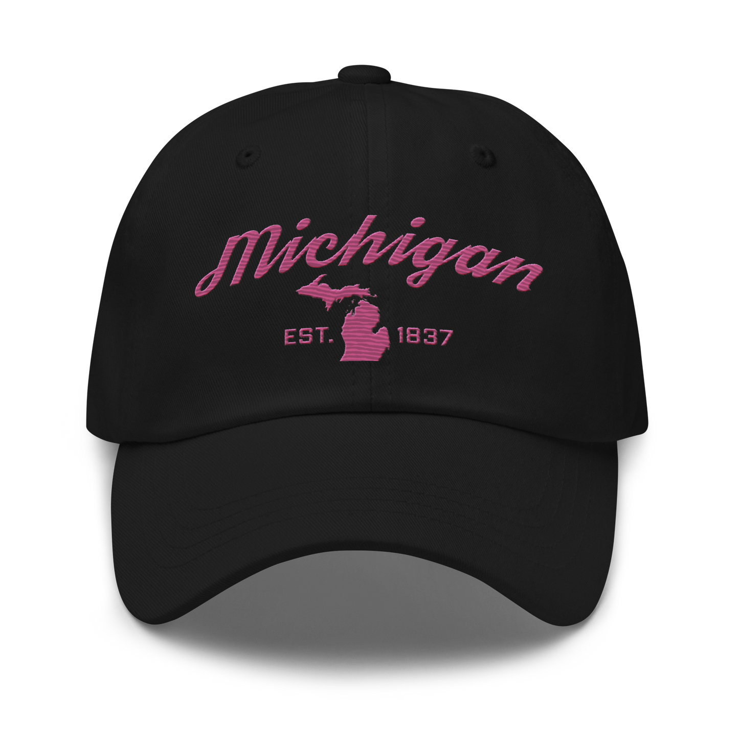 'Michigan EST 1837' Dad Hat (Script Font) | Apple Blossom Pink