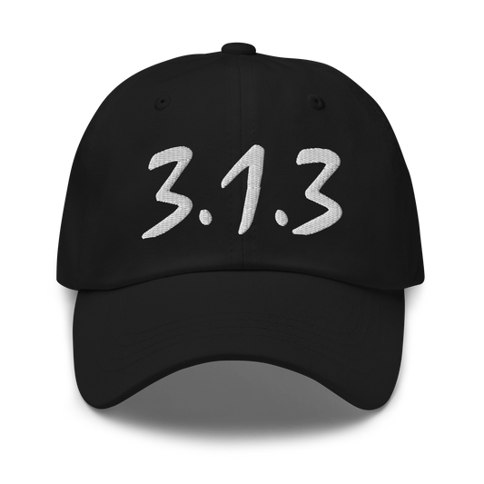 Detroit '313' Dad Hat (Compton Font) | White/Black