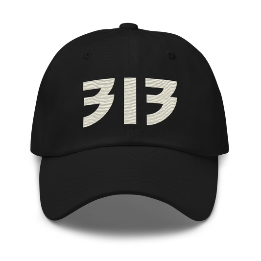 Detroit '313' Dad Hat (Glam Rock Font) | Ivory White