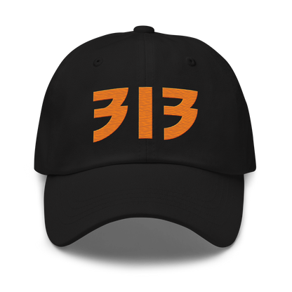 Detroit '313' Dad Hat (Glam Rock Font) | Orange