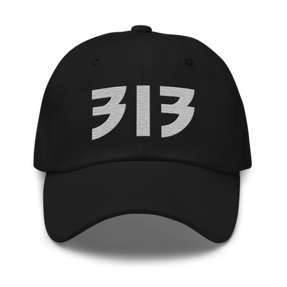 Detroit '313' Dad Hat (Glam Rock Font) | Platinum