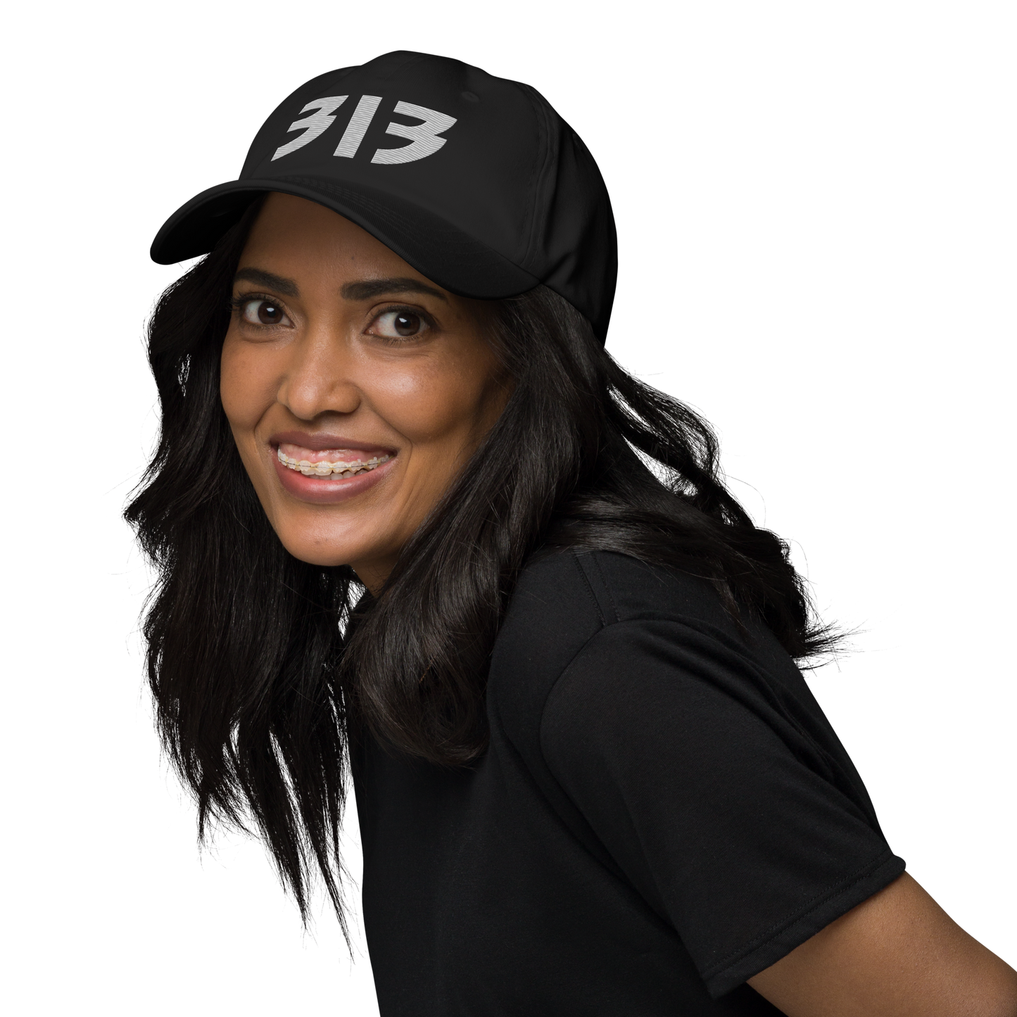 Detroit '313' Dad Hat (Glam Rock Font) | Platinum