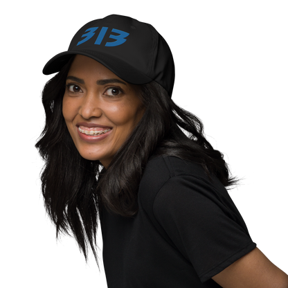 Detroit '313' Dad Hat (Glam Rock Font) | Azure