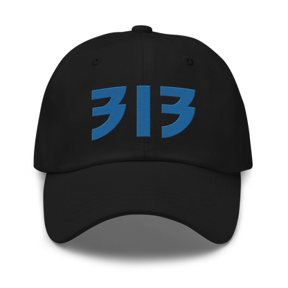 Detroit '313' Dad Hat (Glam Rock Font) | Azure