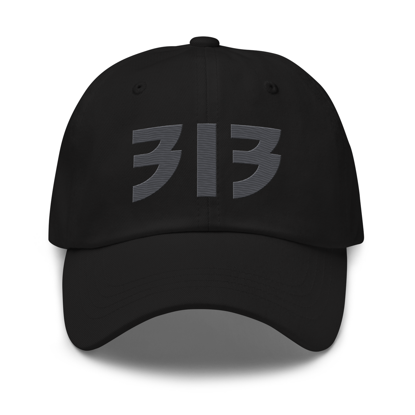 Detroit '313' Dad Hat (Glam Rock Font) | Iron Ore Grey