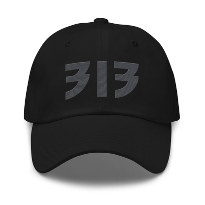 Detroit '313' Dad Hat (Glam Rock Font) | Iron Ore Grey