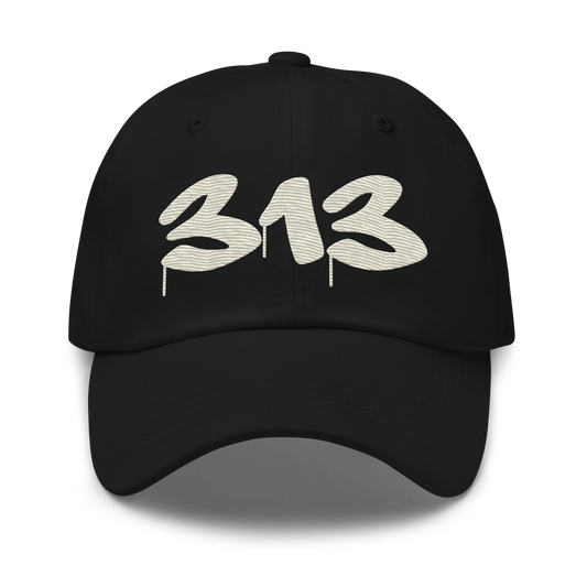 Detroit '313' Dad Hat (Tag Font) | Ivory White