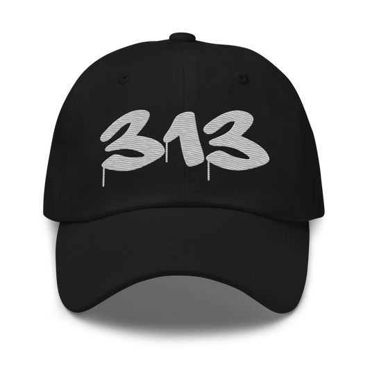 Detroit '313' Dad Hat (Tag Font) | Platinum