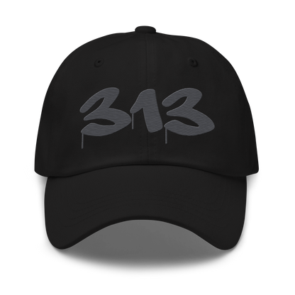 Detroit '313' Dad Hat (Tag Font) | Iron Ore Grey