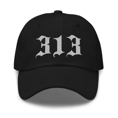 Detroit '313' Dad Hat (Old English Font) | Platinum