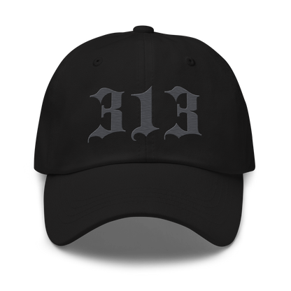 Detroit '313' Dad Hat (Old English Font) | Iron Ore Grey