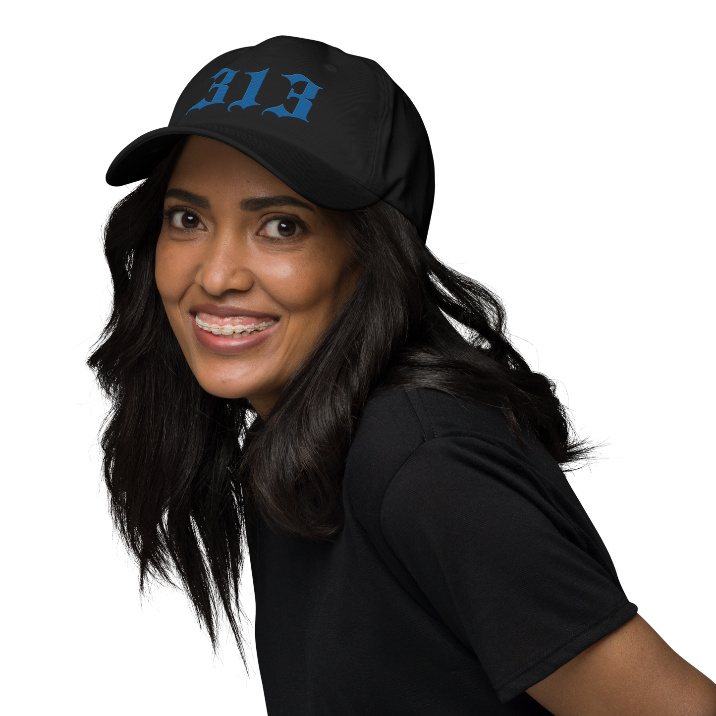 Detroit '313' Dad Hat (Old English Font) | Azure