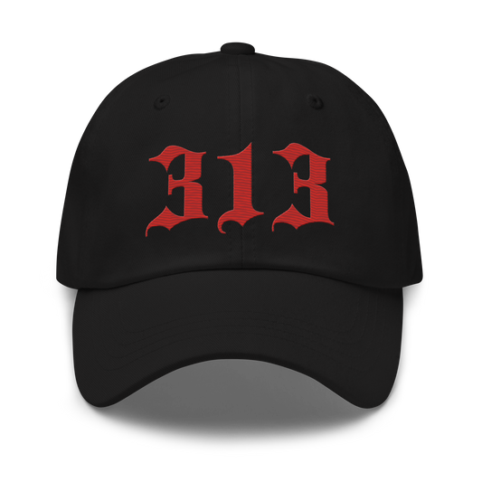 Detroit '313' Dad Hat (Old English Font) | Aliform Red