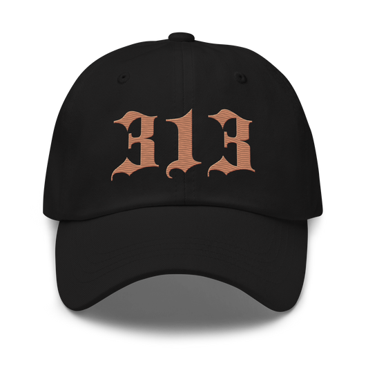 Detroit '313' Dad Hat (Old English Font) | Copper