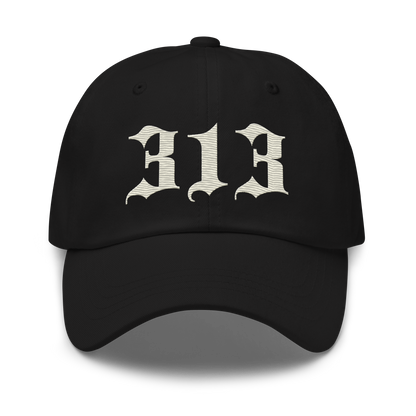 Detroit '313' Dad Hat (Old English Font) | Ivory White