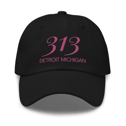 '313 Detroit Michigan' Dad Hat | Apple Blossom Pink