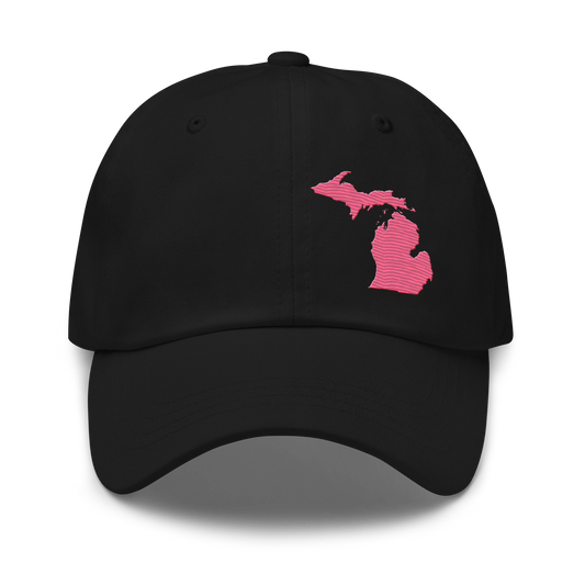 Michigan Dad Hat | Rhodochrosite Pink Outline