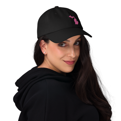 Michigan Dad Hat | Apple Blossom Pink Outline