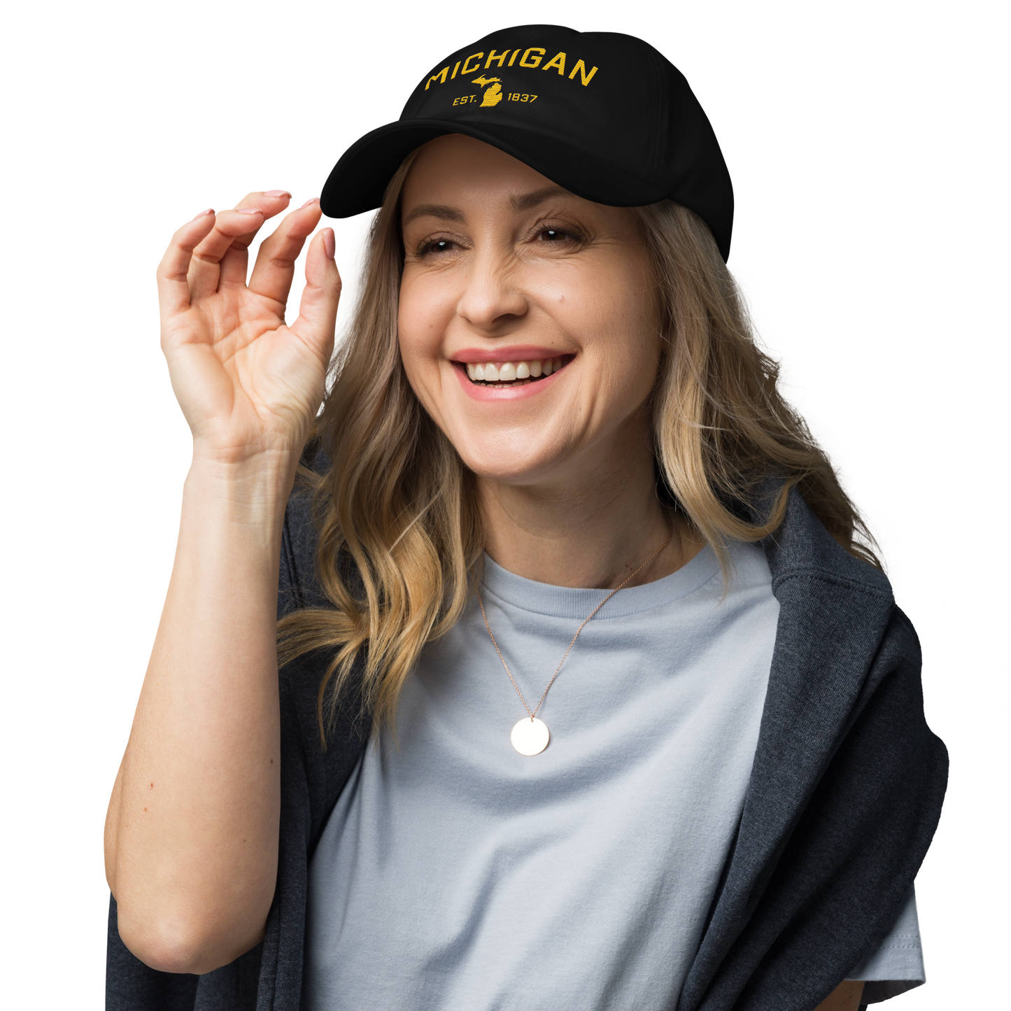 'Michigan EST 1837' Dad Hat (Athletic Font) | Gold