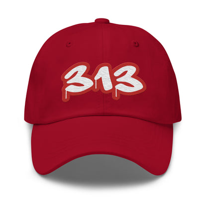 Detroit '313' Dad Hat (Aliform Red Tag Font)