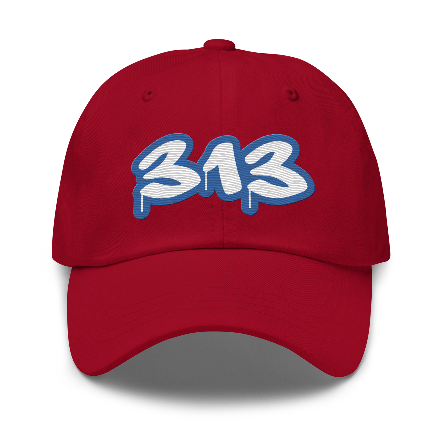 Detroit '313' Dad Hat (Motor Town Blue Tag Font)