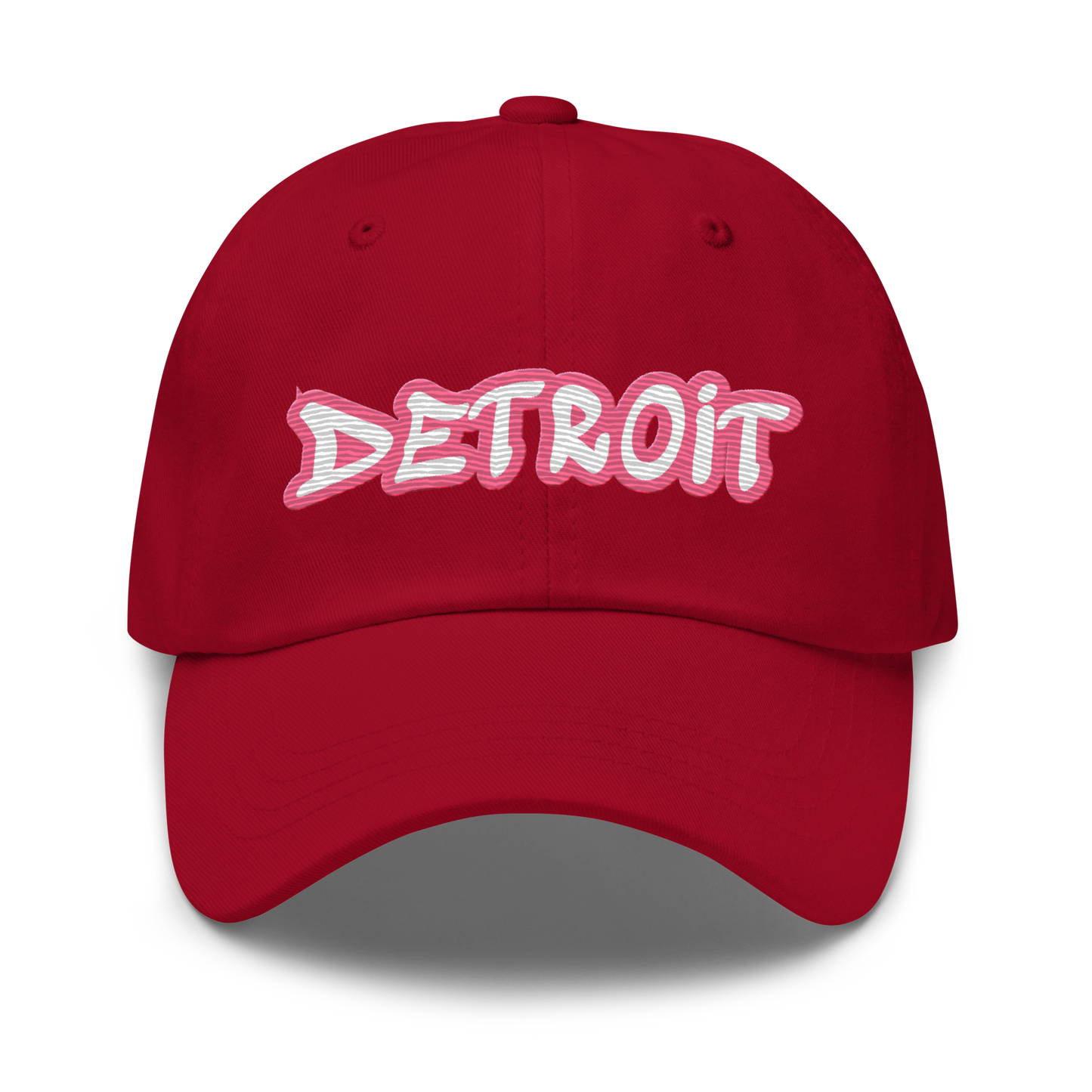 'Detroit' Dad Hat (Rhodochrosite Pink Tag Font)