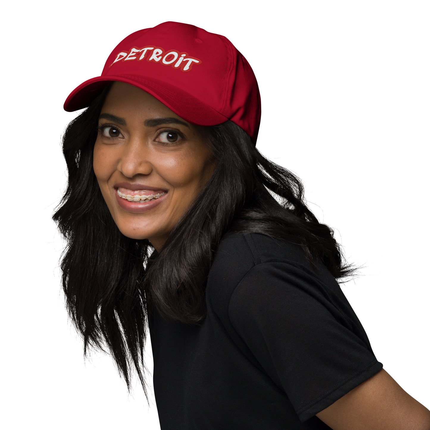 'Detroit' Dad Hat (Aliform Red Tag Font)