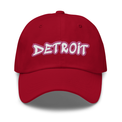 'Detroit' Dad Hat (Apple Blossom Pink Tag Font)